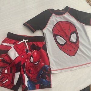 Spider man swim trunks & rash guard